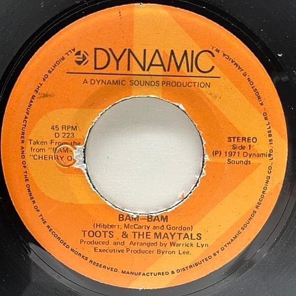 レコードメイン画像：【人気曲 Wサイダー】JA 7インチ TOOTS & THE MAYTALS Bam Bam / Pomps And Pride (Dynamic Sounds D 223) トゥーツ&ザ・メイタルズ