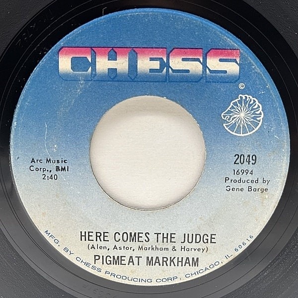 レコードメイン画像：【南部産コメディファンク】USオリジナル 7インチ PIGMEAT MARKHAM Here Comes The Judge / The Trial ('68 Chess) 抜群ドラムの元祖ラップ