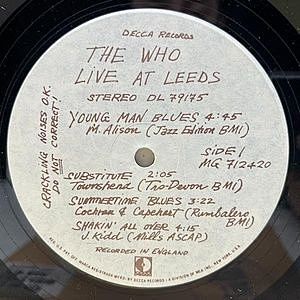 WHO / Live At Leeds (LP) / Decca | WAXPEND RECORDS