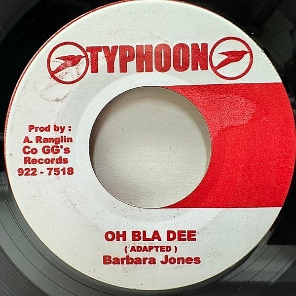 レコードメイン画像：【レゲエ界のビリー・ホリデイ】美盤!! 7インチ BARBARA JONES Oh Bla Dee (Typhoon) ビートルズ 淑やかな良質カヴァー！45RPM.