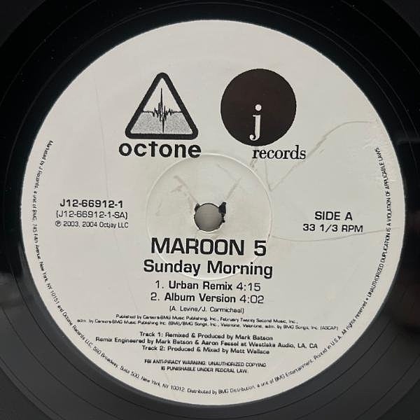 MAROON 5 / Sunday Morning / This Love (12) / Octone