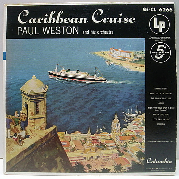 レコードメイン画像：10インチ FLAT マルーン オリジナル PAUL WESTON Caribbean Cruise (Columbia CL 6266) 深溝 MONO ムード集