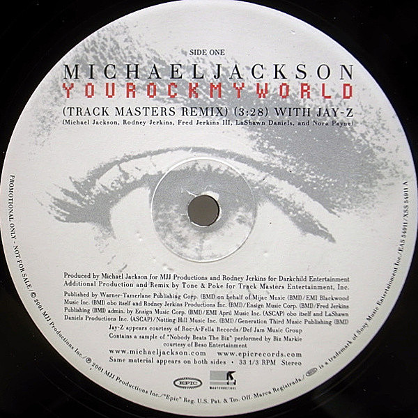 レコードメイン画像：US PROMO ONLY 12 MICHAEL JACKSON feat. JAY-Z You Rock My World (Track Masters Remix) 米プロモ・オンリー