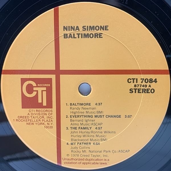 NINA SIMONE / Baltimore (LP) / CTI | WAXPEND RECORDS