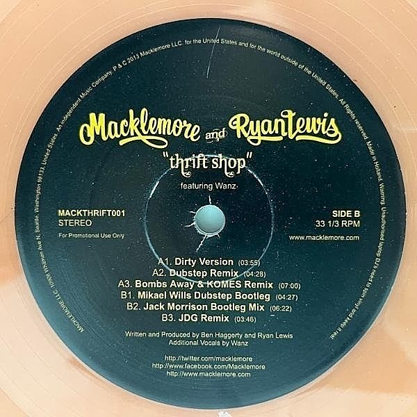 Macklemore & Ryan Lewis Thrift Shop12インチ MACKLEMORE / RYAN LEWIS / Thrift Shop (12) / Macklemore