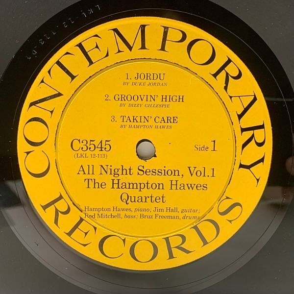 HAMPTON HAWES / All Night Session, Vol. 1 (LP) / Contemporary
