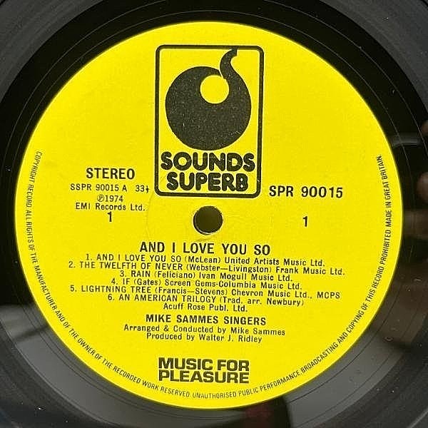 MIKE SAMMES SINGERS / And I Love You So (LP) / Sounds Superb