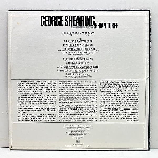 GEORGE SHEARING / BRIAN TORFF / Blues Alley Jazz (LP
