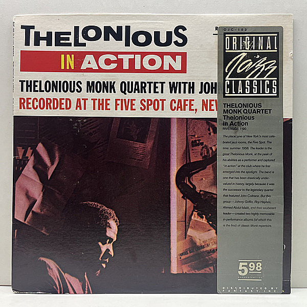 レコードメイン画像：美盤!! バーコード無し THELONIOUS MONK QUARTET With JOHNNY GRIFFIN In Action (Riverside RLP-1190) 米OJCプレス Five Spot Live 名盤