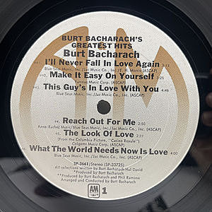 BURT BACHARACH / Burt Bacharach's Greatest Hits (LP) / A&M