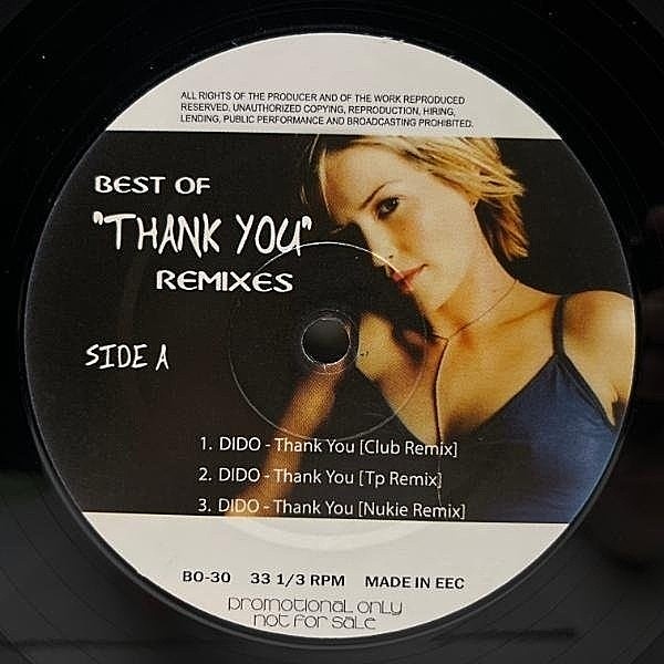 レコードメイン画像：【代表曲のリミックス／オリジナル全6ver.収録】"12 EUプレス DIDO Best Of Thank You Remixes (Not On Label / BO-30) ダイド エミネム