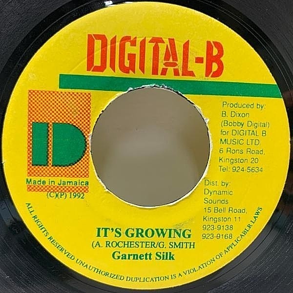 レコードメイン画像：【スタワン産の名リディム「Moving Away」使用】JAプレス 7インチ GARNETT SILK It's Growing ('92 Digital-B) 美声のナイスチューン 45RPM