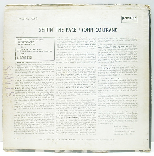 JOHN COLTRANE / Settin' The Pace (LP) / Prestige | WAXPEND