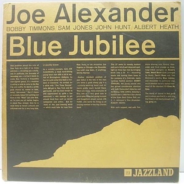 レコードメイン画像：初回 橙小 深溝 MONO オリジナル JOE ALEXANDER Blue Jubilee ('60 Jazzland) 唯一のリーダー作 BOBBY TIMMONS, SAM JONES