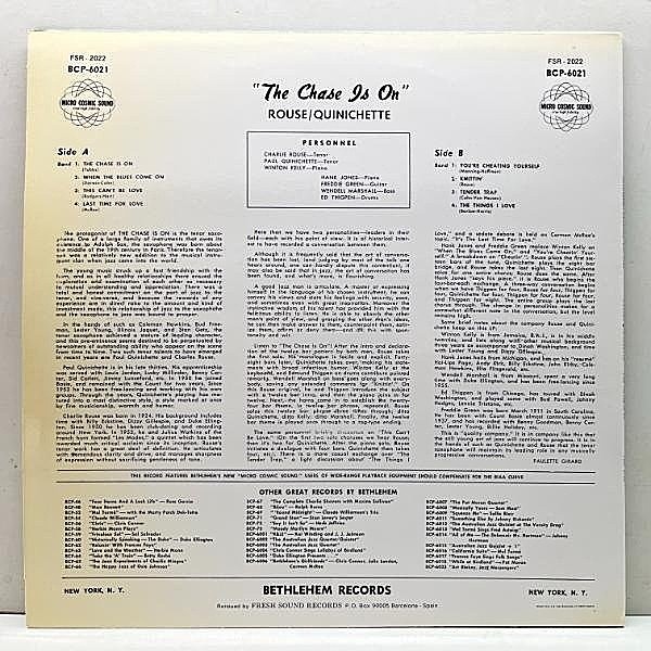 CHARLIE ROUSE / PAUL QUINICHETTE / The Chase Is On (LP) / Fresh