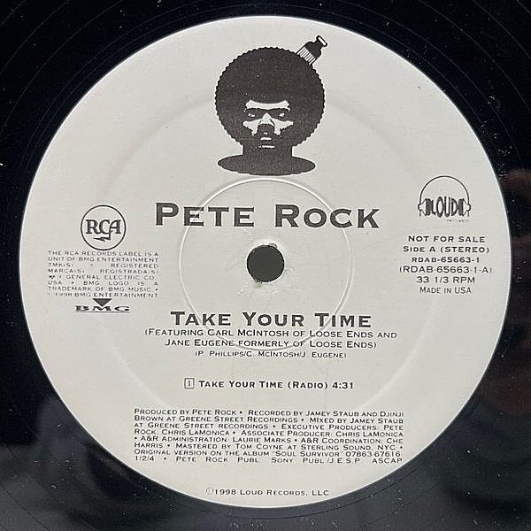 レコードメイン画像：【MICHAEL JACKSON／Billie Jean使い】プロモ 良好盤!! 12インチ USオリジ PETE ROCK Take Your Time ('98 Loud) LOOSE ENDS参加のメロウ