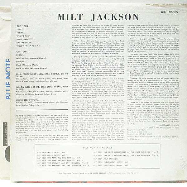 MILT JACKSON / THELONIOUS MONK / Milt Jackson (1509) (LP