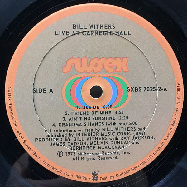BILL WITHERS / Live At Carnegie Hall (LP) / Sussex | WAXPEND