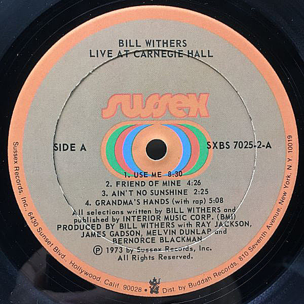 BILL WITHERS / Live At Carnegie Hall (LP) / Sussex | WAXPEND RECORDS