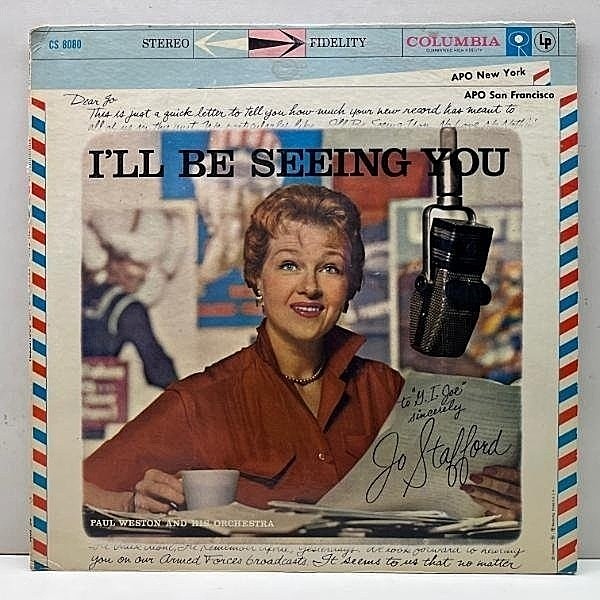 レコードメイン画像：美盤!! 初版 6eye 深溝 USオリジナル JO STAFFORD I'll Be Seeing You ('59 Columbia) ジョー・スタッフォード 名盤 バラード集