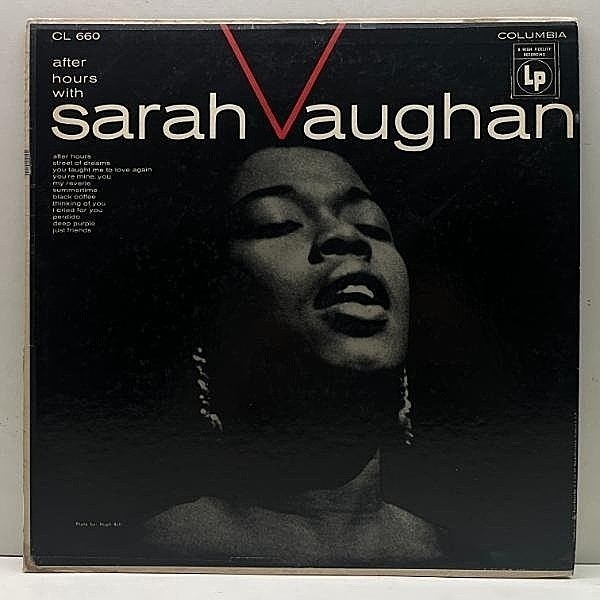 レコードメイン画像：USオリジナル MONO 6eye 深溝 SARAH VAUGHAN After Hours With ～ (Columbia CL 660) サラ・ヴォーン 初期の名唱 スタンダード集