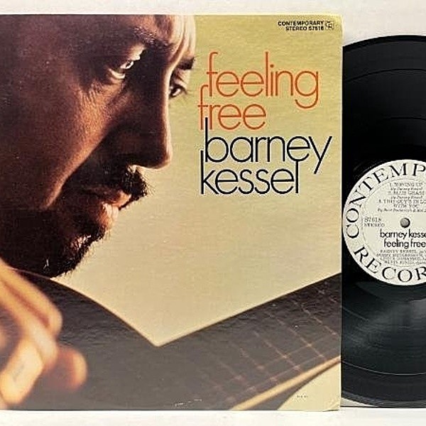 レコードメイン画像：美品!! 白プロモ 深溝 USオリジナル BARNEY KESSEL Feeling Free ('69 Contemporary S7618) w/ Bobby Hutcherson, Elvin Jones