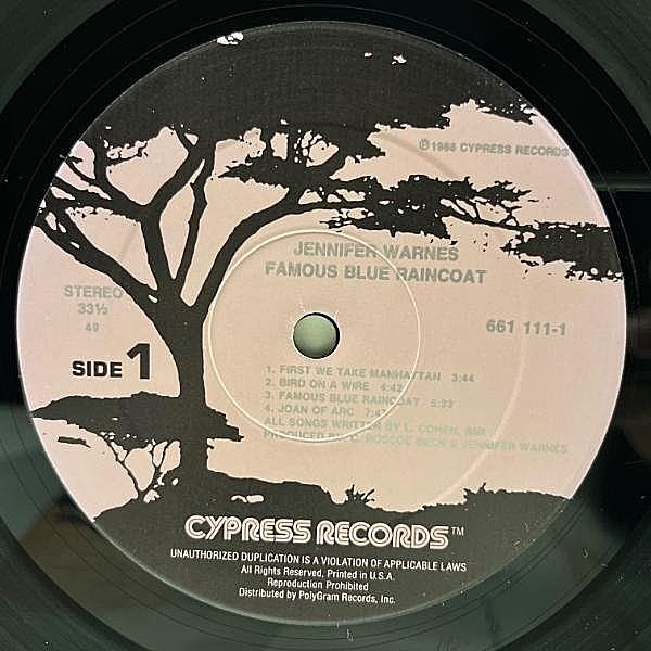 ジェニファー・ウォーンズ　　　レコード　　希少 JENNIFER WARNES / Famous Blue Raincoat (LP) / Cypress