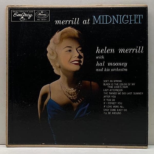 レコードメイン画像：USオリジナル MONO 大ドラマー 深溝 HELEN MERRILL At Midnight ('57 EmArcy 36107) w/ Marian McPartland, Milt Hinton