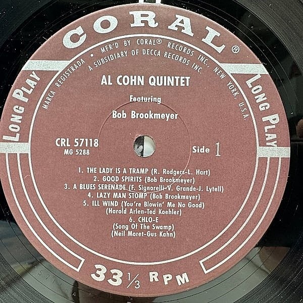 THE CORAL LPレコード AL COHN / BOB BROOKMEYER / The Al Cohn Quintet Featuring Bob