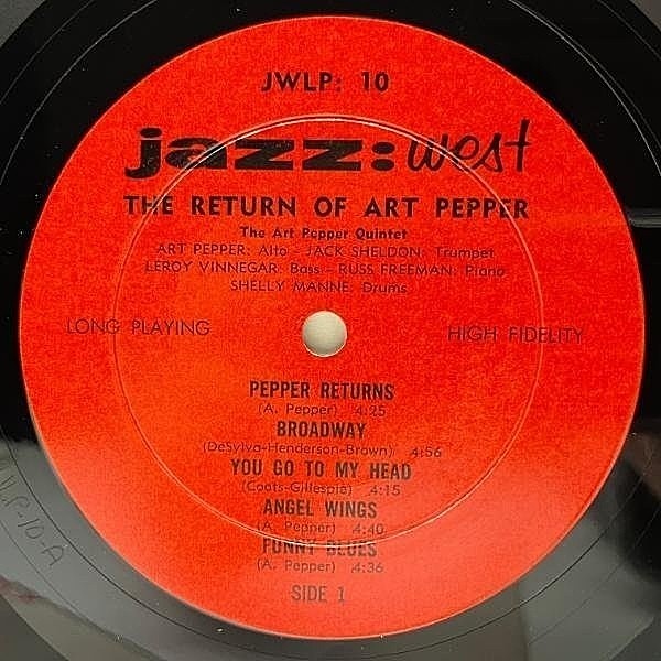 Art Pepper レコード ART PEPPER / The Return Of Art Pepper (LP) / Jazz West