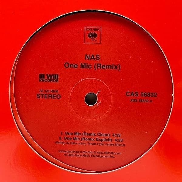 レコードメイン画像：良好盤!! USオリジナル 12インチ STERLING刻印 NAS One Mic - Remix (Columbia CAS 56832)『Stillmatic』カット MTUME／Juicy Fruit使い