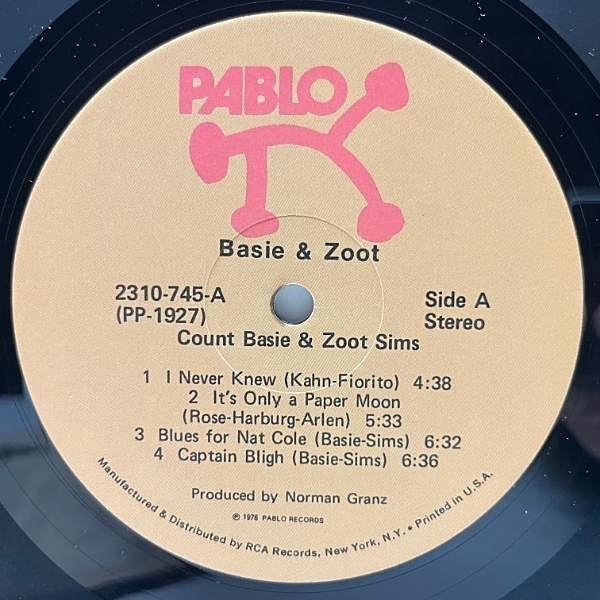 COUNT BASIE / ZOOT SIMS / Basie & Zoot (LP) / Pablo | WAXPEND RECORDS