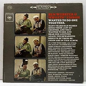 レコード画像：BEN WEBSTER / HARRY EDISON / Wanted To Do One Together