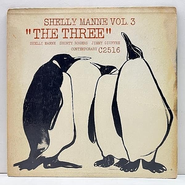 レコードメイン画像：USオリジナル FLAT MONO 深溝 SHELLY MANNE Vol. 3 : The Three ('54 Contemporary) w/ Shorty Rogers, Jimmy Giuffre 異色のトリオ