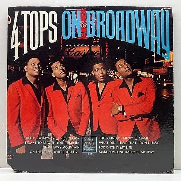 レコードメイン画像：【JAZZヴォーカル路線の豪華ブロードウェイ集】美盤!! USオリジナル MONO 深溝 FOUR TOPS On Broadway ('67 Motown) フォー・トップス LP