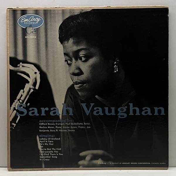 レコードメイン画像：【銀輪 大ドラ 裏青刷 深溝 MONO】US初期プレス SARAH VAUGHAN (EmArcy 36004) w/ Clifford Brown サラ・ヴォーン・ウィズ・クリフォード