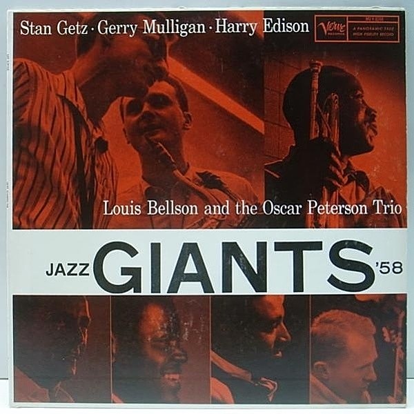 レコードメイン画像：初回トランペッター 深溝 MONO オリジナル STAN GETZ, OSCAR PETERSON TRIO Jazz Giants '58 (Verve) Gerry Mulligan, Harry Edison