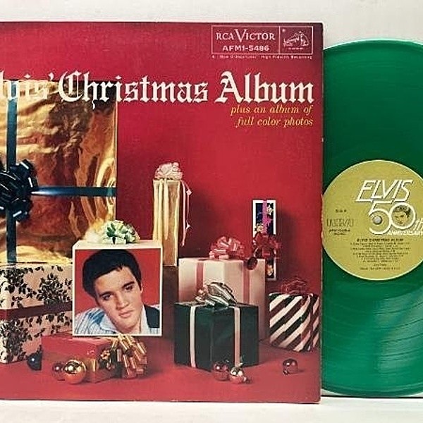 レコードメイン画像：美盤!!【MONO】50th Anniv. 緑カラー 10P写真集 ELVIS PRESLEY Elvis' Christmas Album エルヴィス・クリスマス・アルバム LP 米モノラル