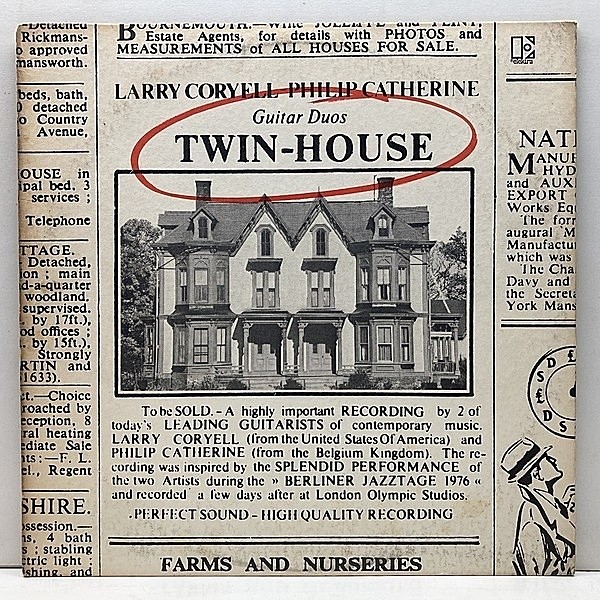 レコードメイン画像：美盤!! USオリジナル 蝶ラベ SRC刻印 LARRY CORYELL / PHILIP CATHERINE Twin-House ('77 Elektra) 2大JAZZギター巨人 アコギ名演集 LP