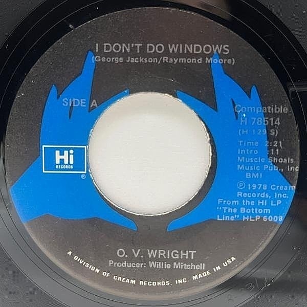 レコードメイン画像：快適テンポの上等ディープソウル！USオリジ 7インチ O.V. WRIGHT I Don't Do Windows ('78 Hi) テネシー州生まれの南部ゴスペル歌手 45RPM.