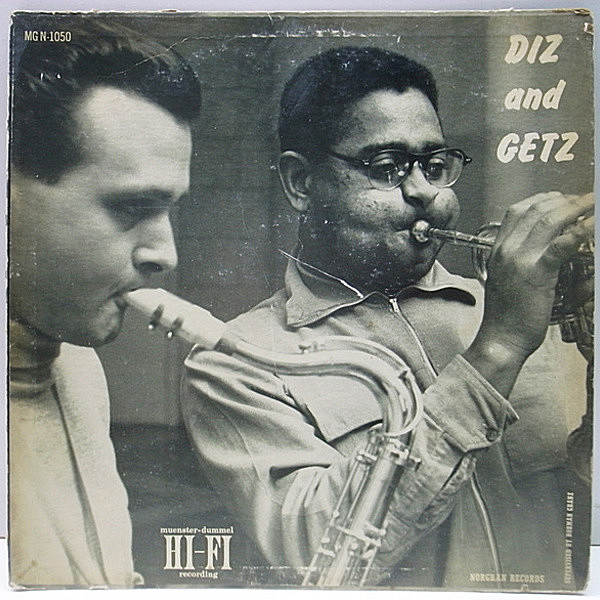レコードメイン画像：NORGRAN MONO 深溝 DIZZY GILLESPIE STAN GETZ Diz and Getz (12''LP) ディジー・ガレスピー／スタン・ゲッツ 共演盤