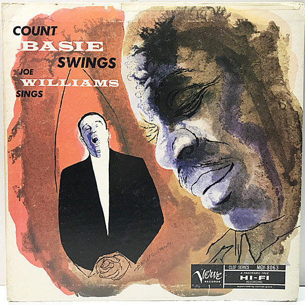 レコードメイン画像：良好盤!! MONO 米トランペッター 深溝 COUNT BASIE Swings And JOE WILLIAMS Sings (Verve MG V-8063) 額縁・DSMジャケット