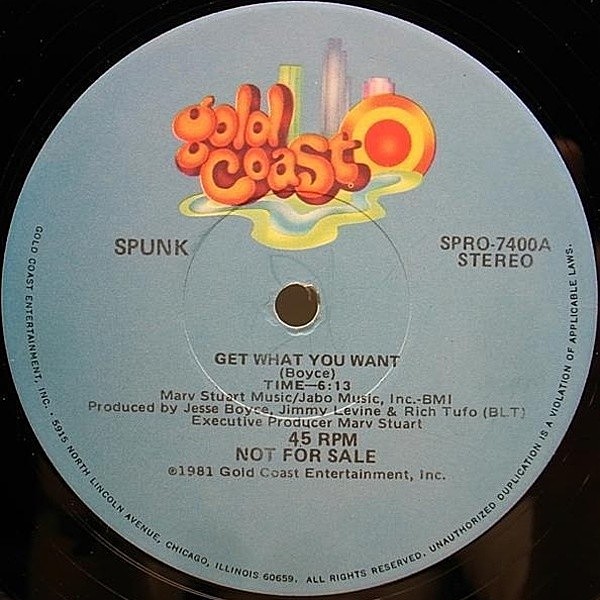 レコードメイン画像：良品!! 12 プロモ USオリジナル SPUNK Get What You Want ('81 Gold Coast) Tighten It Up WHITE PROMO 
