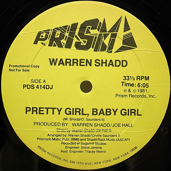 レコードメイン画像：美再生!! 12" USオリジナル WARREN SHADD Pretty Girl Baby Girl ('81 Prism) DISCO 
