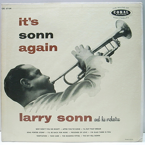 レコードメイン画像：プロモ (水色) FLAT 深溝 オリジナル LARRY SONN It's Sonn Again (Coral) '50s スウィング 代表作