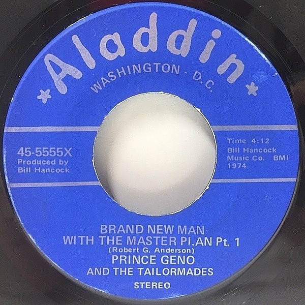 レコードメイン画像：激レア・7オンリー!! オリジナル PRINCE GENO Brand New Man With The Master Plan ('74 Aladdin) 45 RPM. 絶品メロウ・ブルース・ファンク