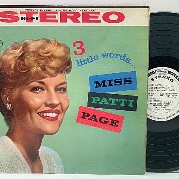 レコードメイン画像：レアな良好盤!! 白プロモ 深溝 USオリジナル PATTI PAGE 3 Little Words... Miss ('59 Mercury) JACK RAEL Orc.と共演したスタンダード集