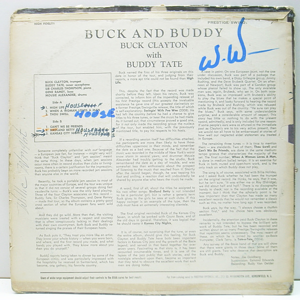 BUCK CLAYTON / BUDDY TATE / Buck & Buddy (LP) / Prestige