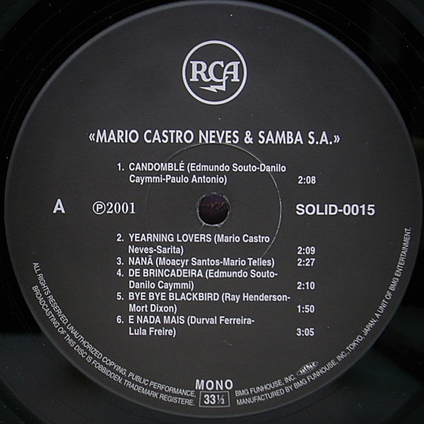 MARIO CASTRO NEVES / Mário Castro Neves & Samba S.A. (LP) / RCA