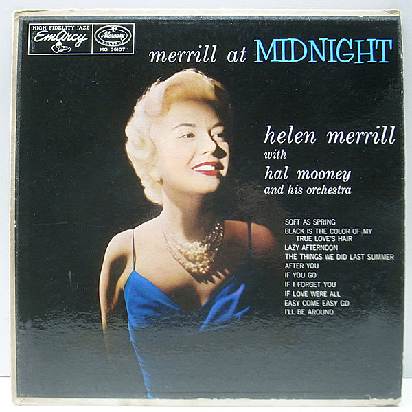 レコードメイン画像：良好盤!! MONO 深溝 HELEN MERRILL At Midnight (EmArcy 36107) ヘレン・メリル Mercury FLAT スチレン コーティング 1stジャケット